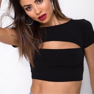 Motel rocks black cutout crop top
